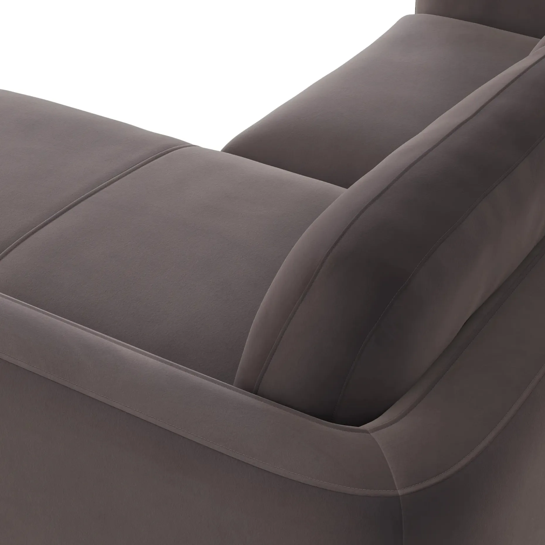 Vati 80" Velvet Right Storage Sectional - Natural Oak and Hale Warm Gray