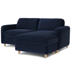 Vati 80" Velvet Right Storage Sectional - Natural Oak and Hale Ink