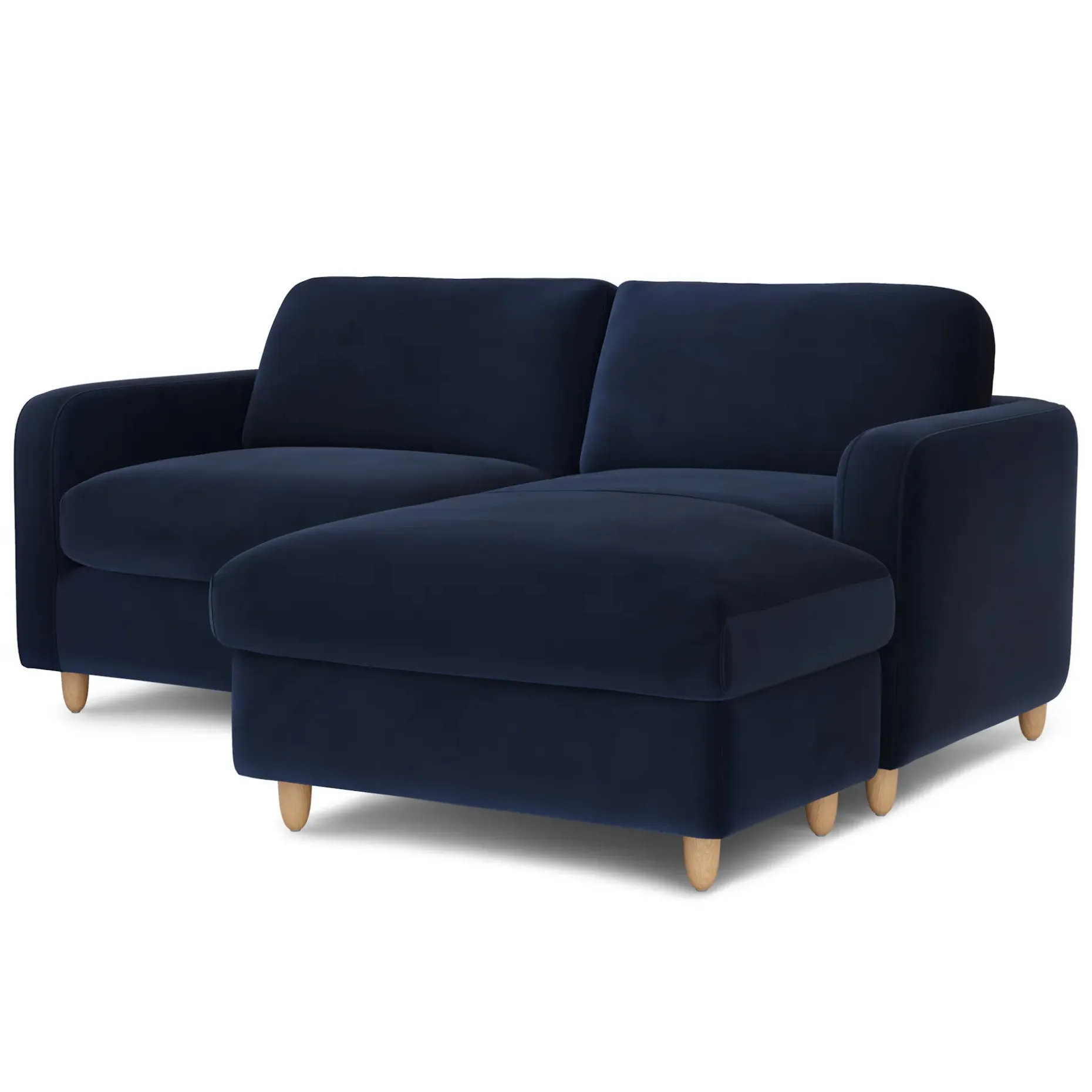 Vati 80" Velvet Right Storage Sectional - Natural Oak and Hale Ink