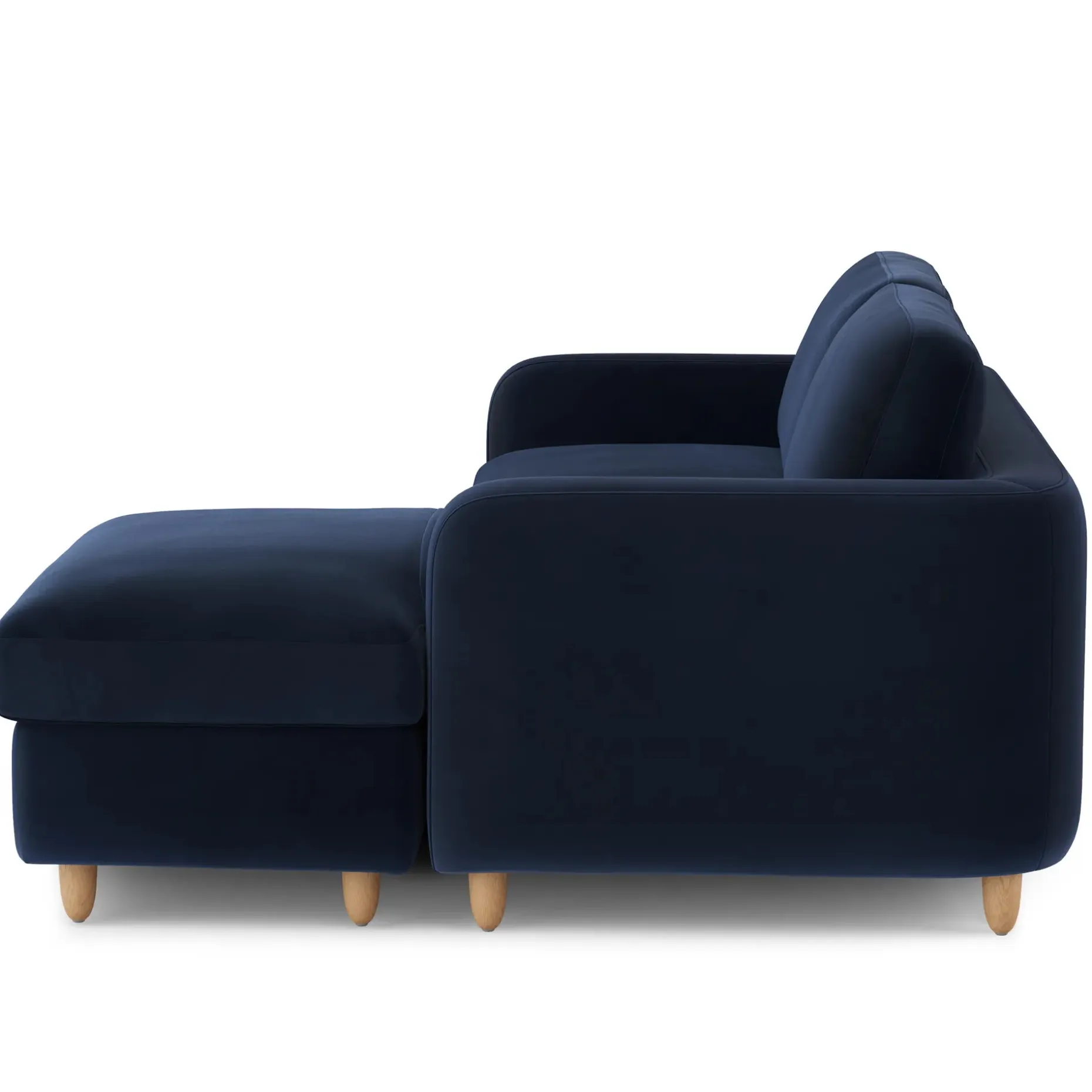 Vati 80" Velvet Right Storage Sectional - Natural Oak and Hale Ink