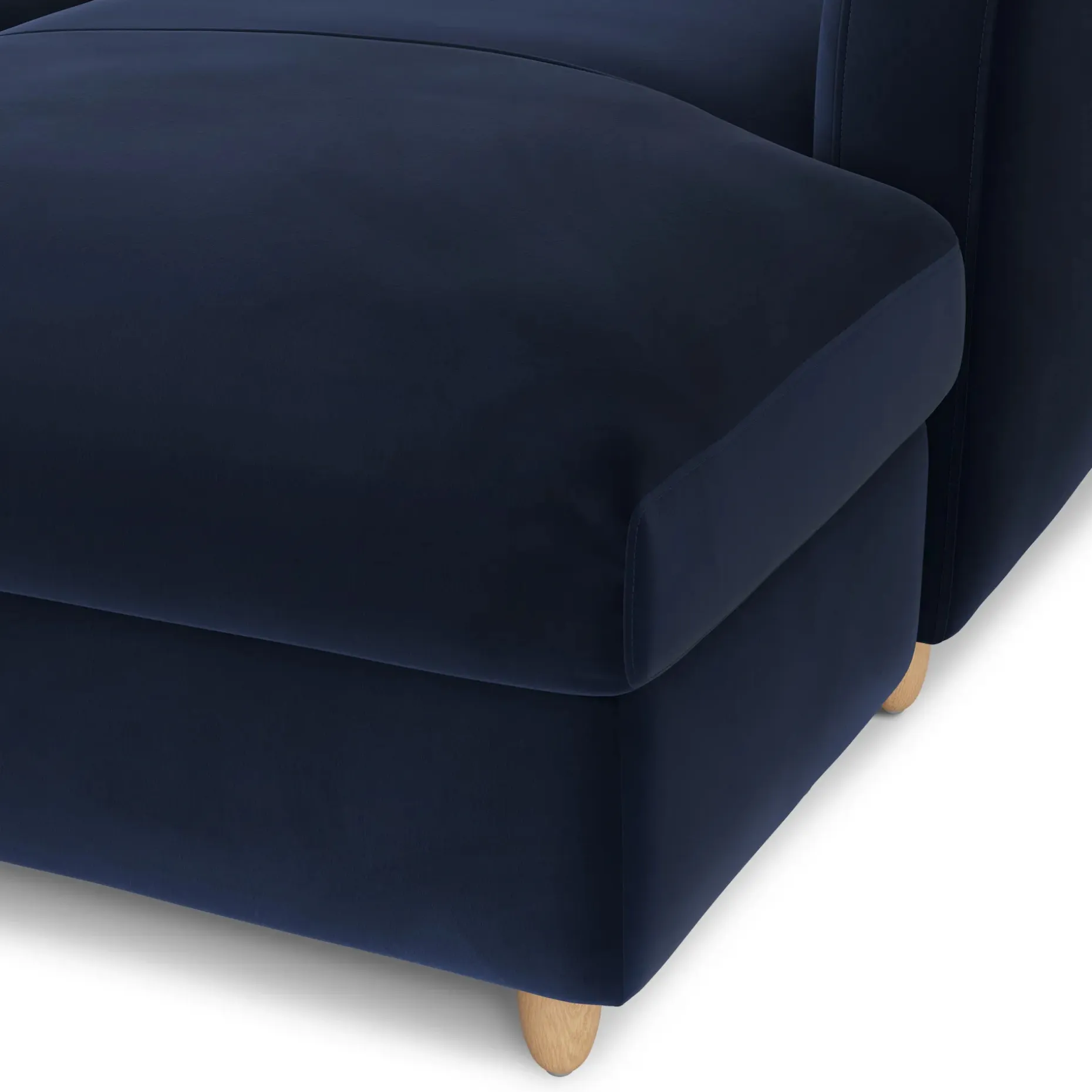Vati 80" Velvet Right Storage Sectional - Natural Oak and Hale Ink
