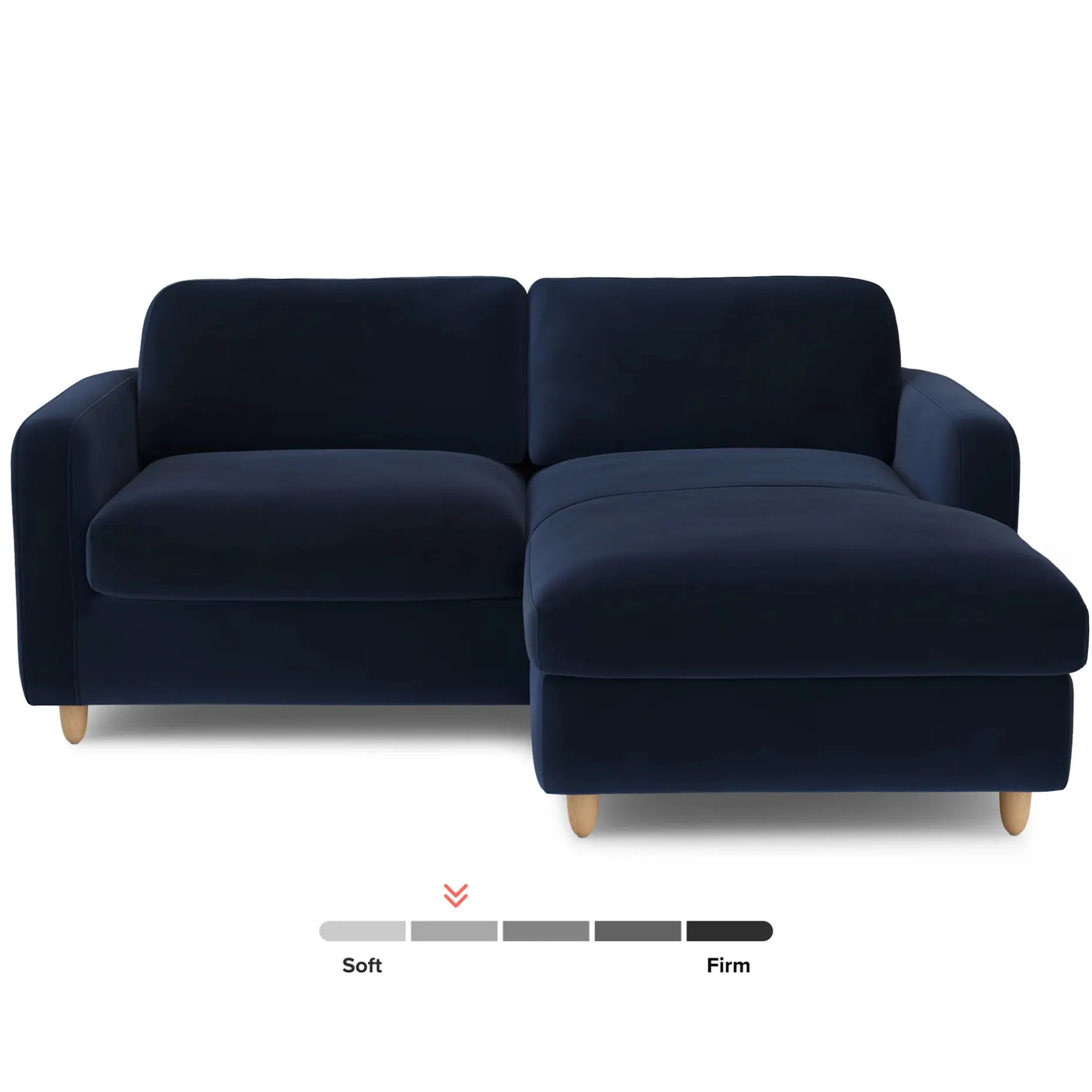 Vati 80" Velvet Right Storage Sectional - Natural Oak and Hale Ink