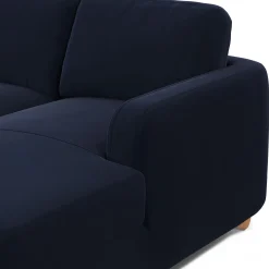 Vati 90.5" Velvet Right Storage Sectional - Natural Oak and Hale Ink
