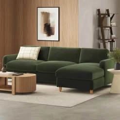 Vati 114" Velvet Right Storage Sleeper Sectional - Hale Fir Green