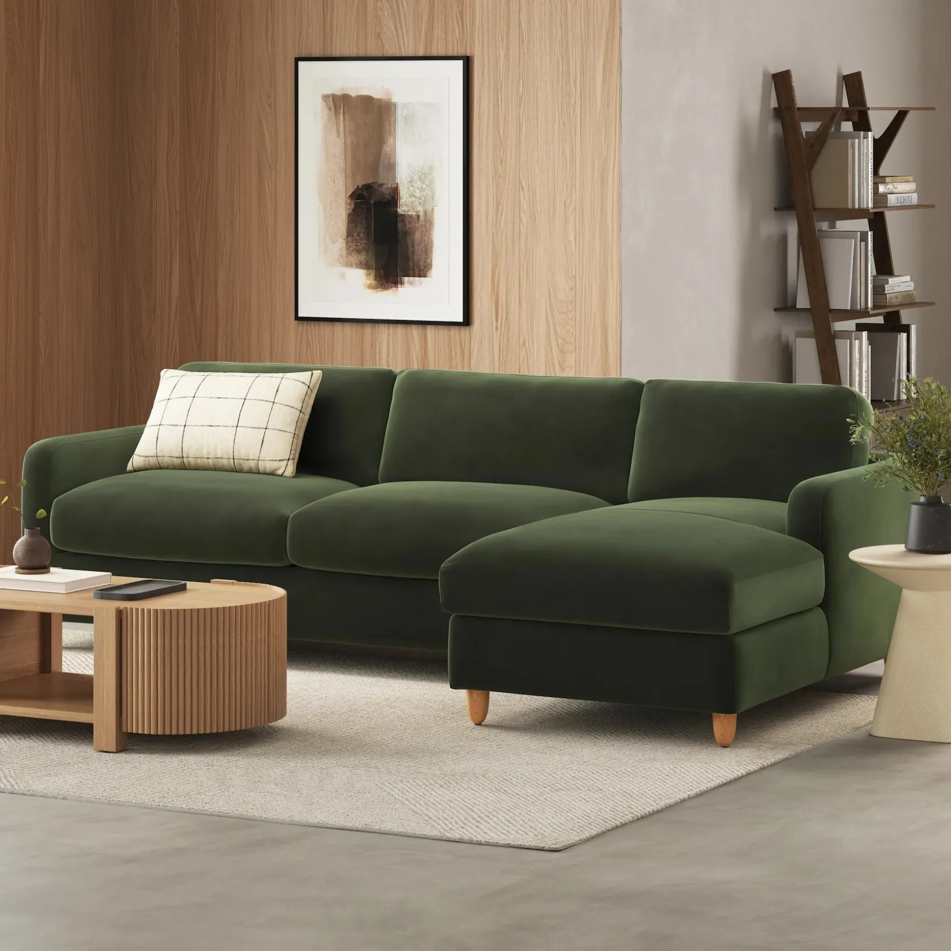 Vati 114" Velvet Right Storage Sleeper Sectional - Hale Fir Green