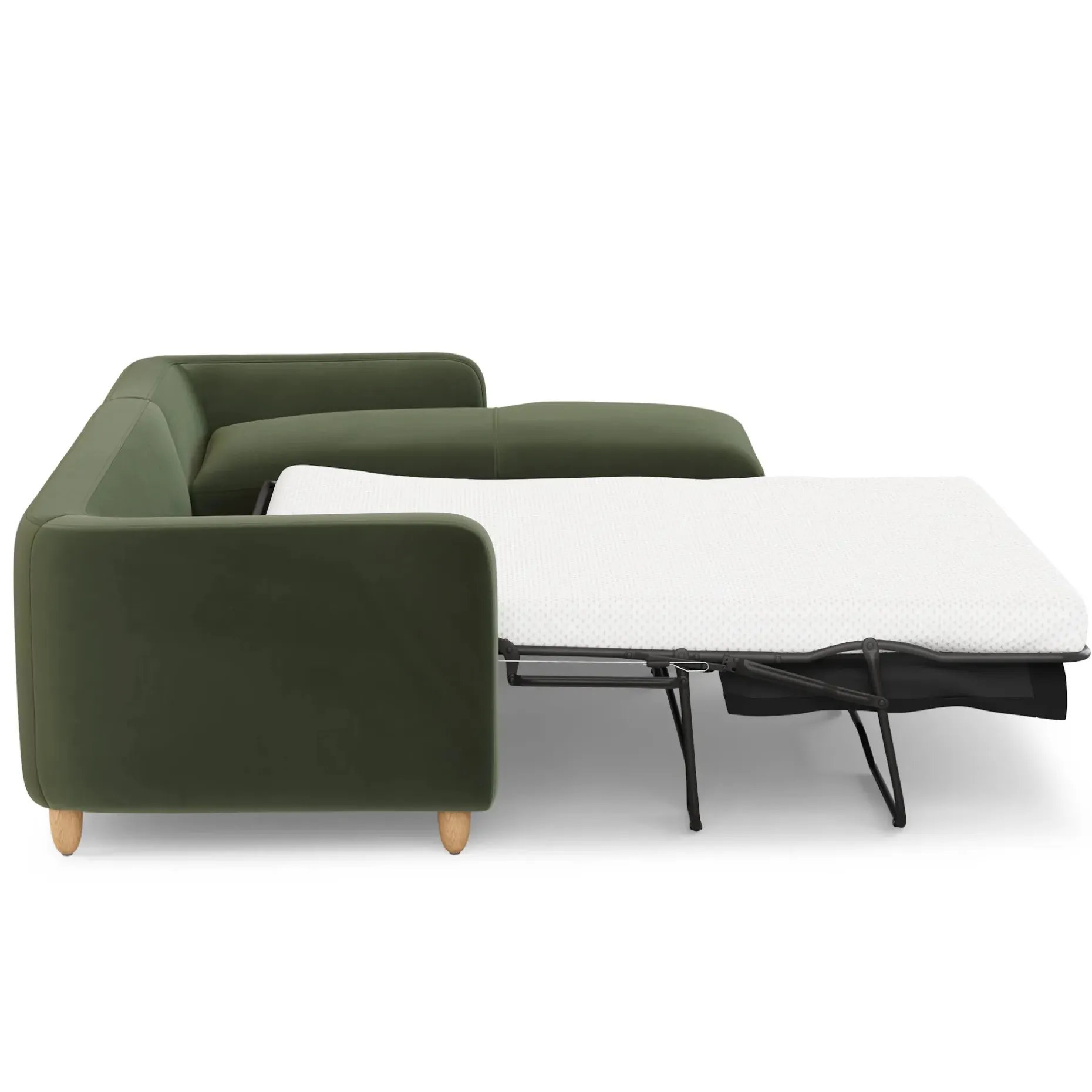 Vati 114" Velvet Right Storage Sleeper Sectional - Hale Fir Green