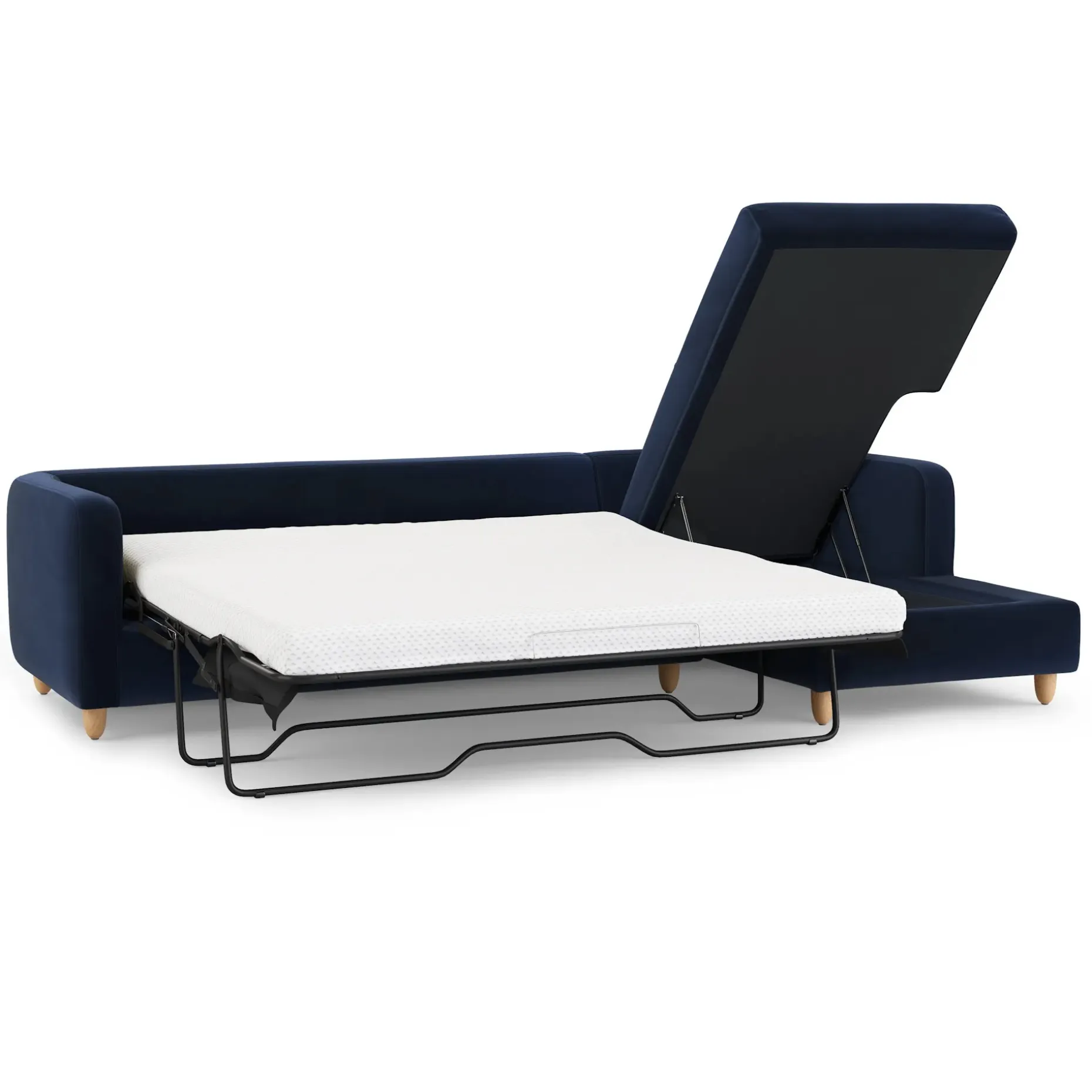 Vati 114" Velvet Right Storage Sleeper Sectional - Hale Ink