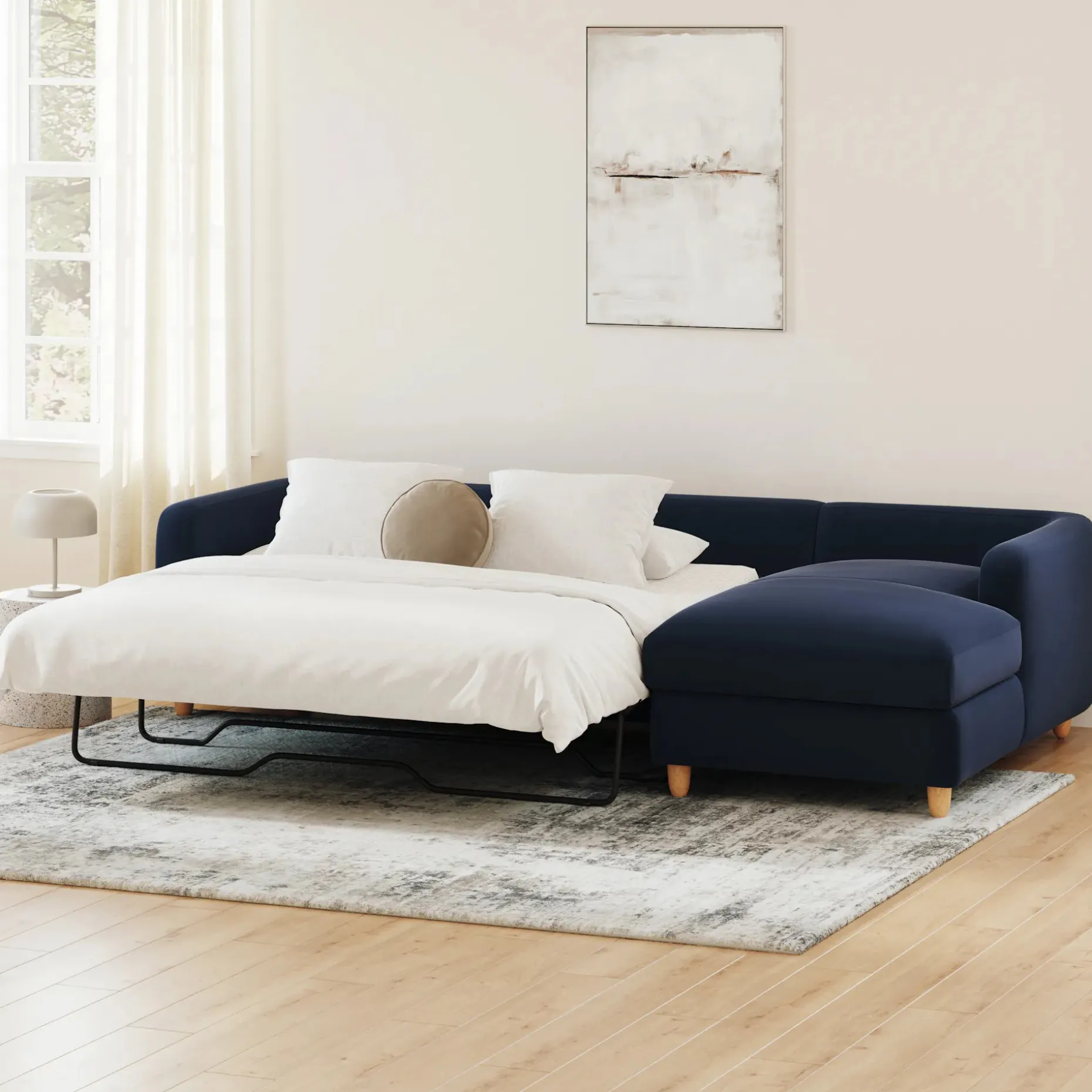 Vati 114" Velvet Right Storage Sleeper Sectional - Hale Ink