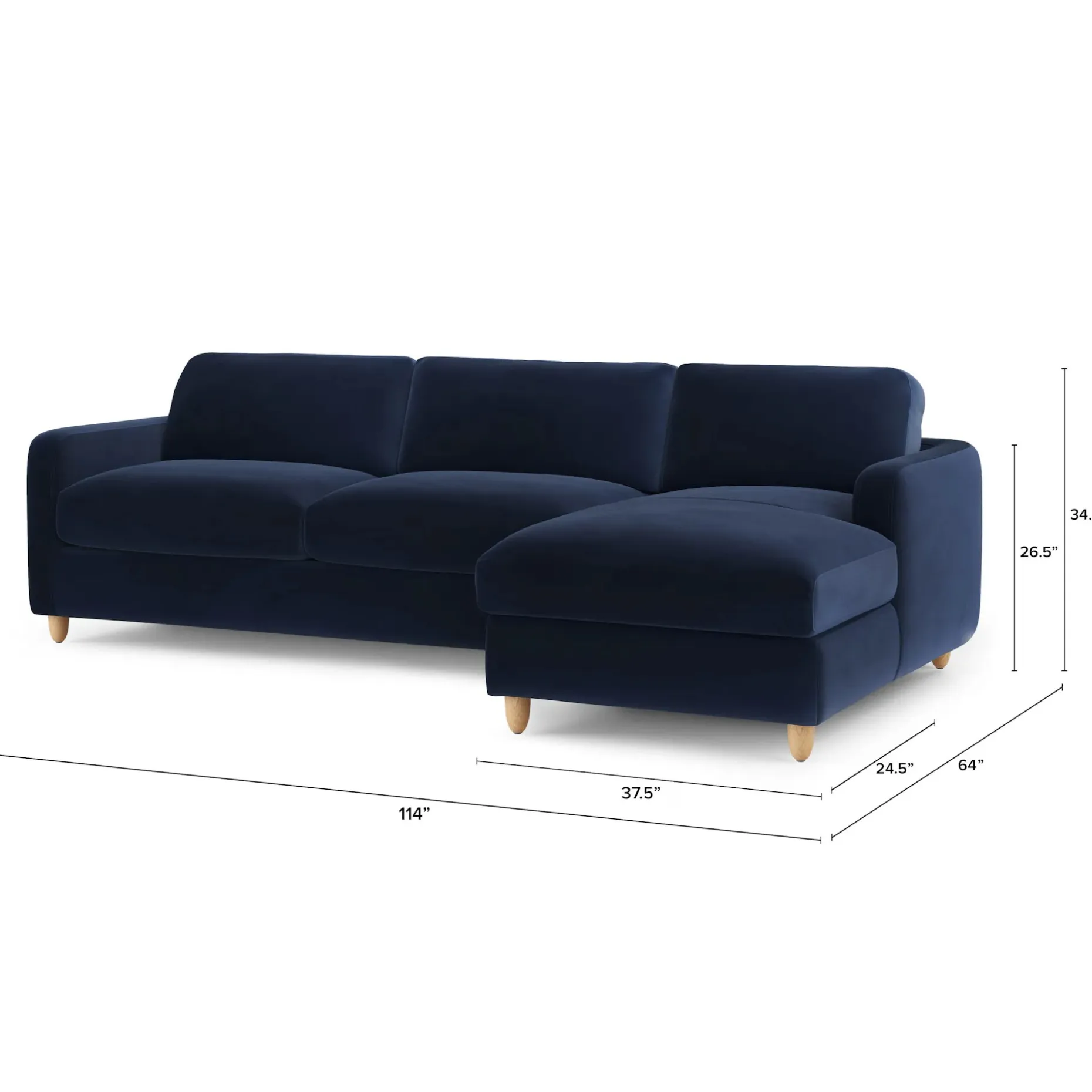Vati 114" Velvet Right Storage Sleeper Sectional - Hale Ink
