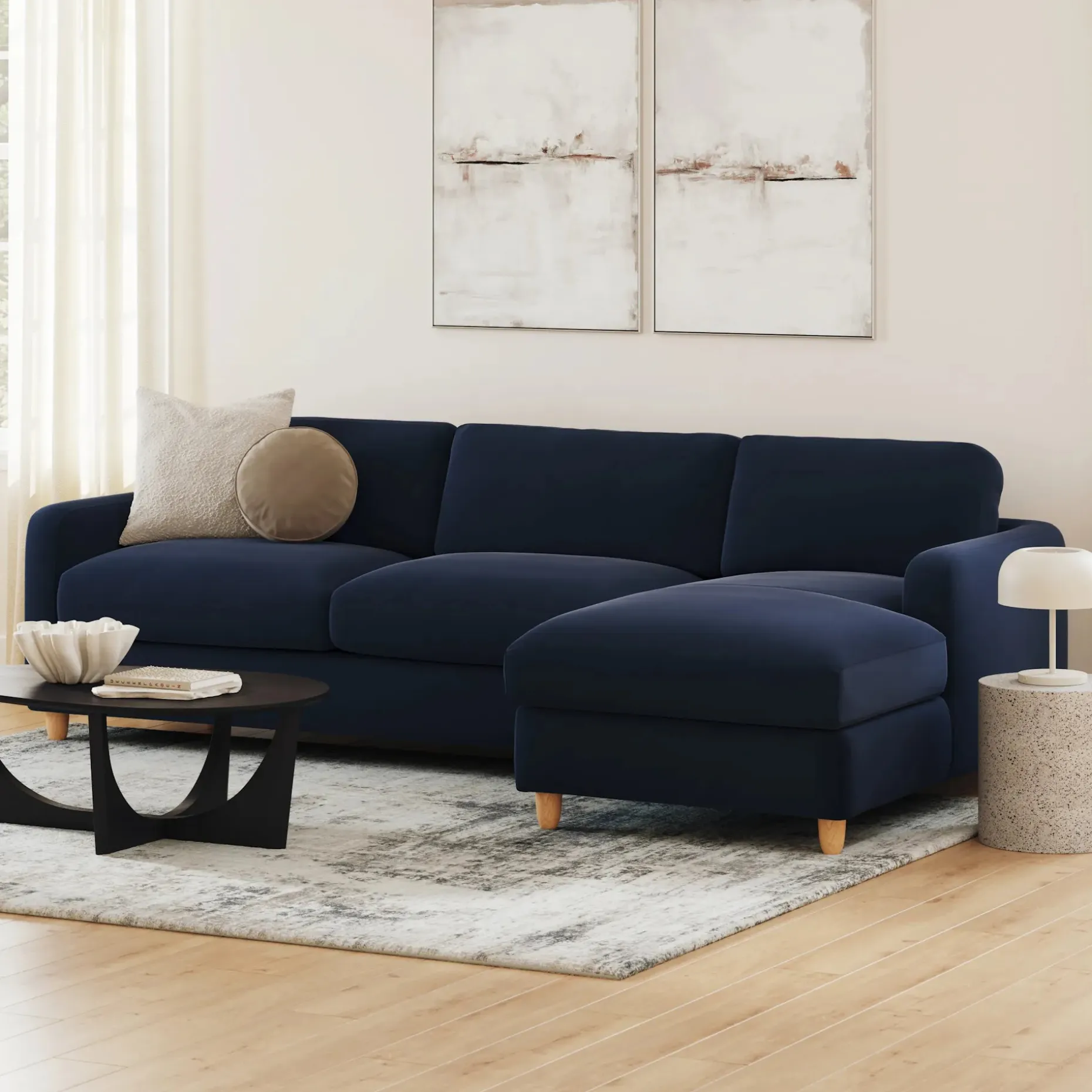 Vati 114" Velvet Right Storage Sleeper Sectional - Hale Ink
