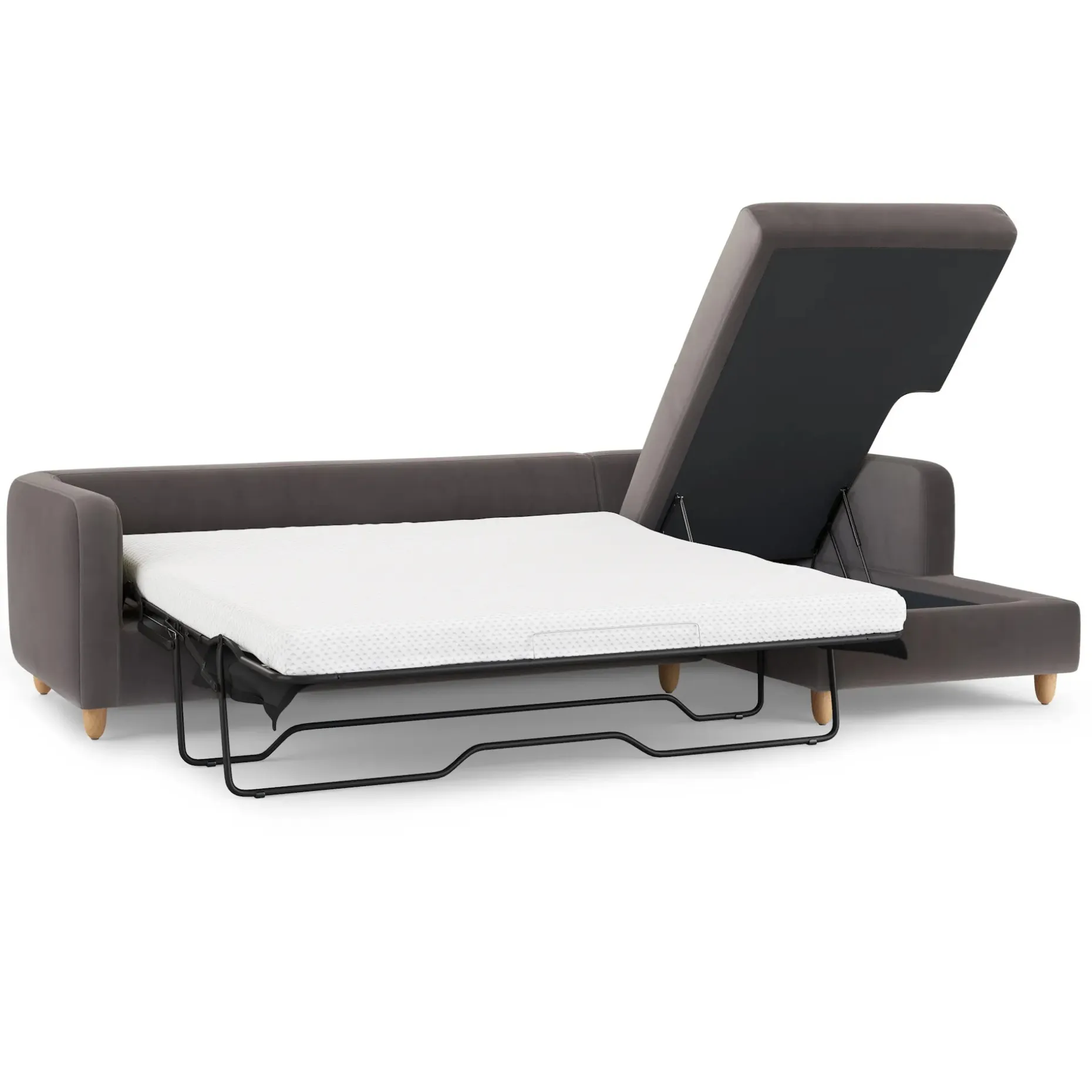 Vati 114" Velvet Right Storage Sleeper Sectional - Hale Warm Gray