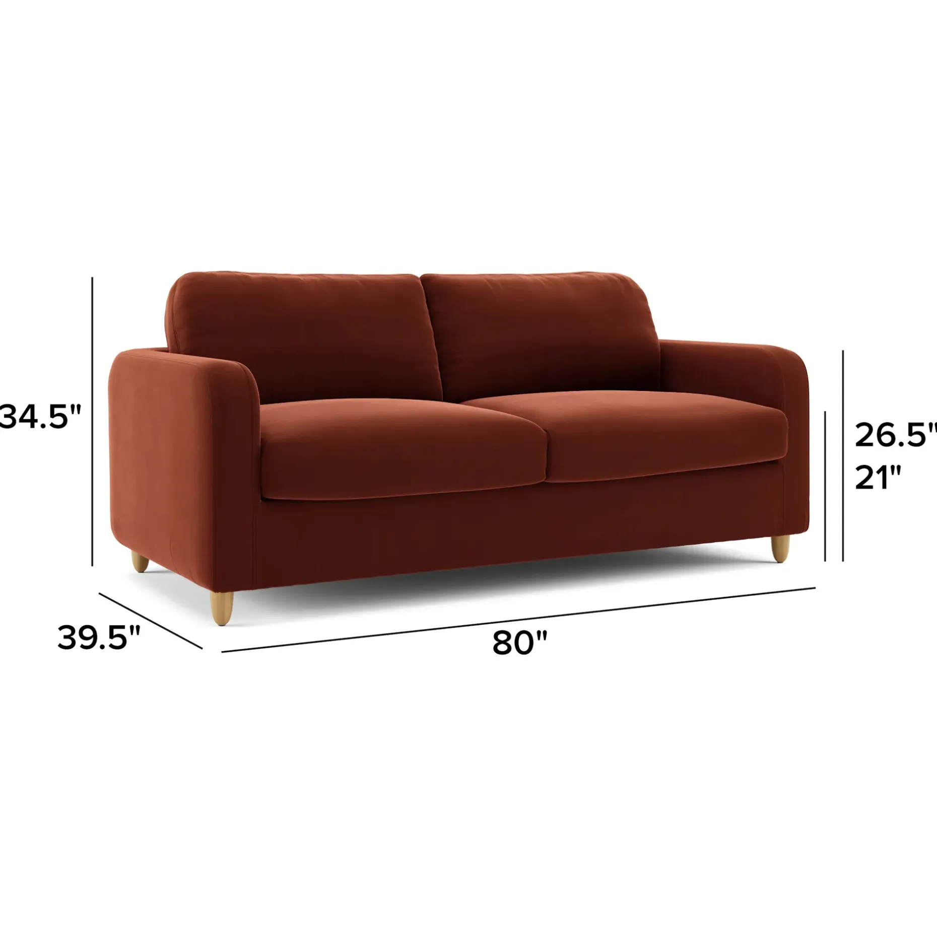 Vati 80" Velvet Sofa Bed - Hale Rust