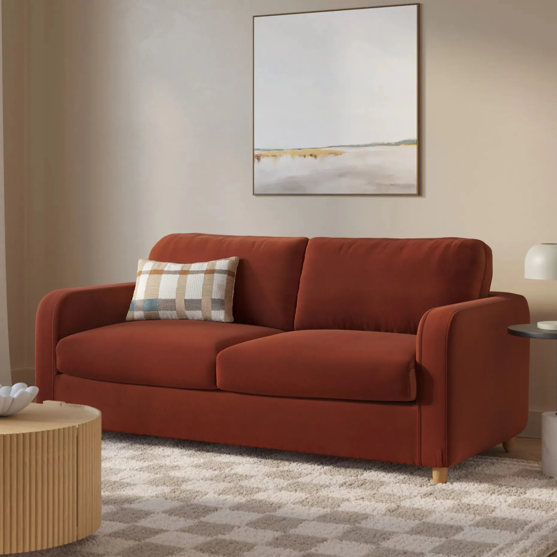Vati 80" Velvet Sofa Bed - Hale Rust