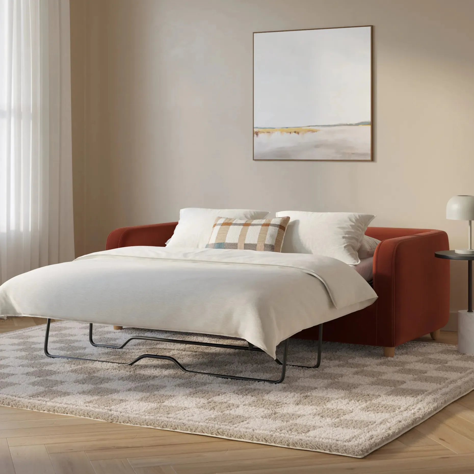 Vati 80" Velvet Sofa Bed - Hale Rust