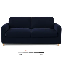 Vati 80" Velvet Sofa Bed - Natural Oak and Hale Ink