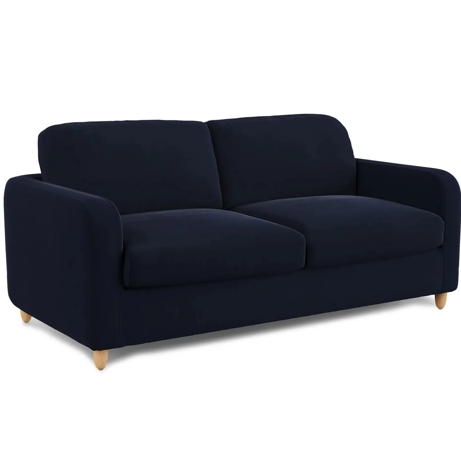 Vati 80" Velvet Sofa Bed - Natural Oak and Hale Ink