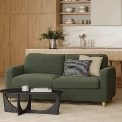 Vati 80" Velvet Sofa Bed - Natural Oak and Hale Fir Green