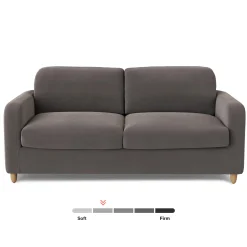 Vati 80" Velvet Sofa Bed - Natural Oak and Hale Warm Gray