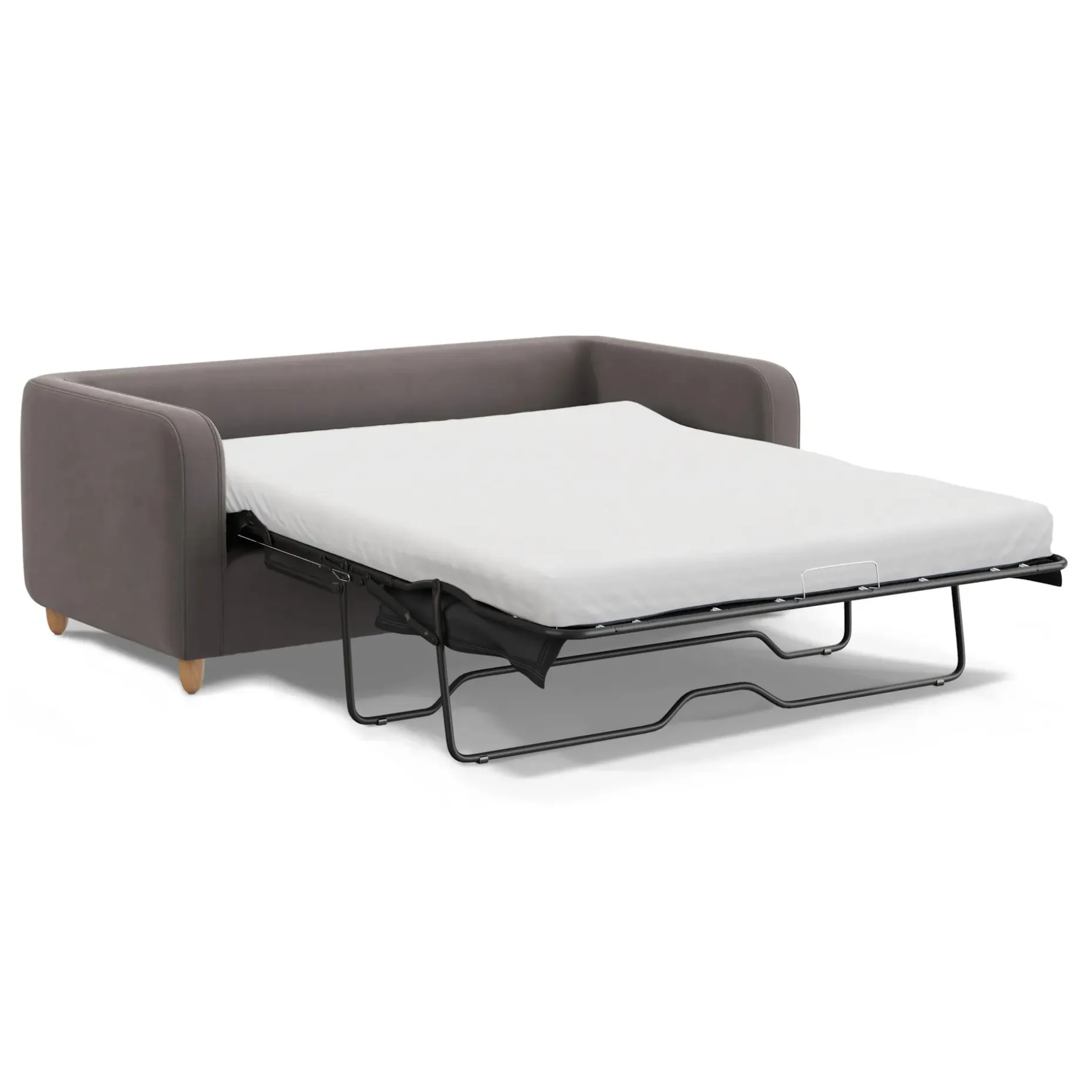 Vati 80" Velvet Sofa Bed - Natural Oak and Hale Warm Gray