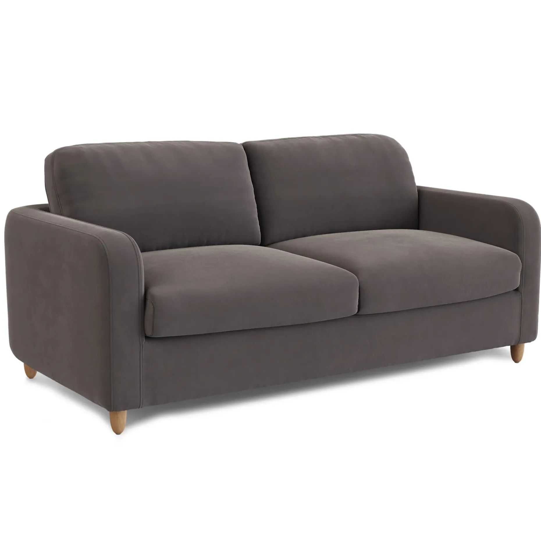 Vati 80" Velvet Sofa Bed - Natural Oak and Hale Warm Gray
