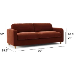 Vati 92" Velvet Sofa - Hale Rust