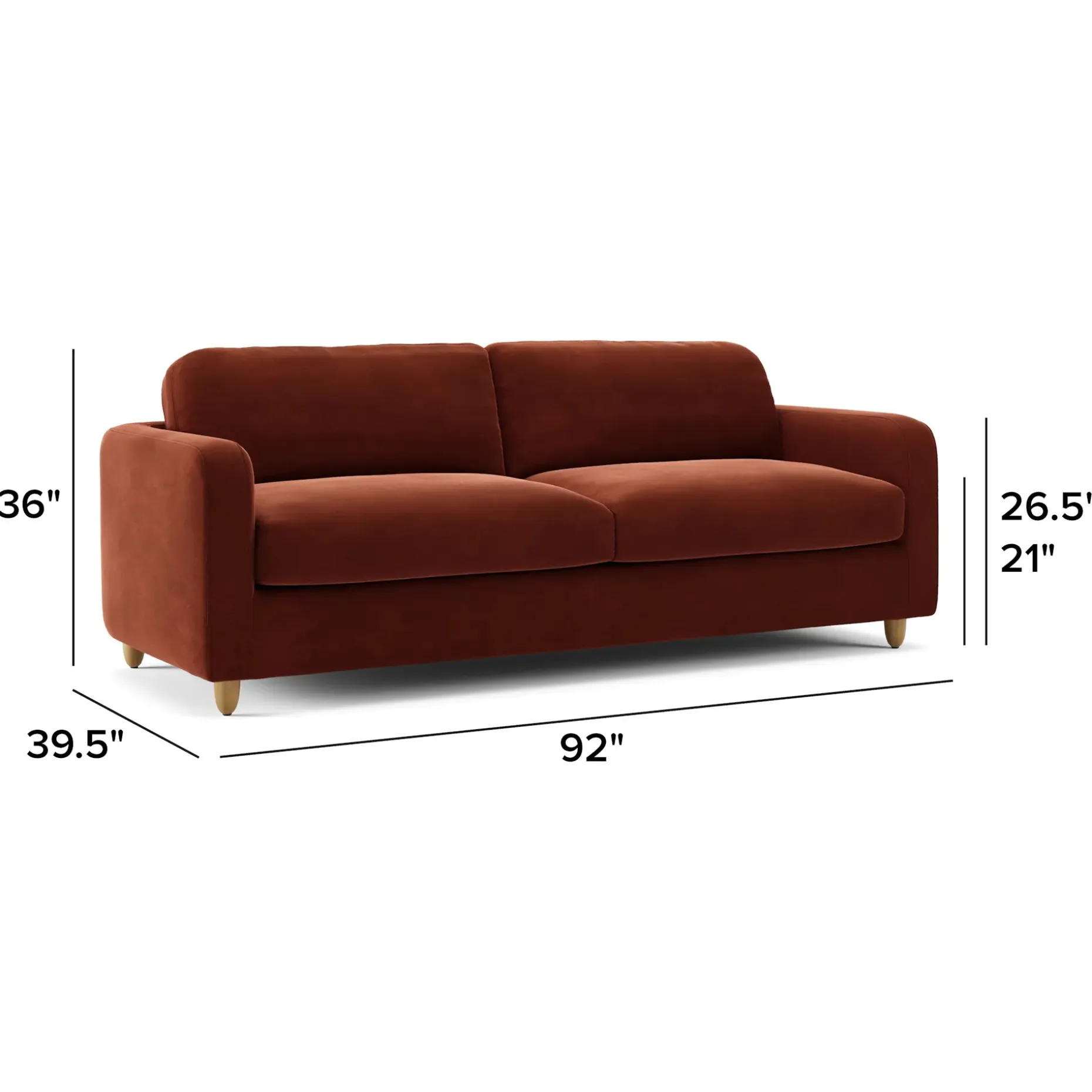 Vati 92" Velvet Sofa - Hale Rust