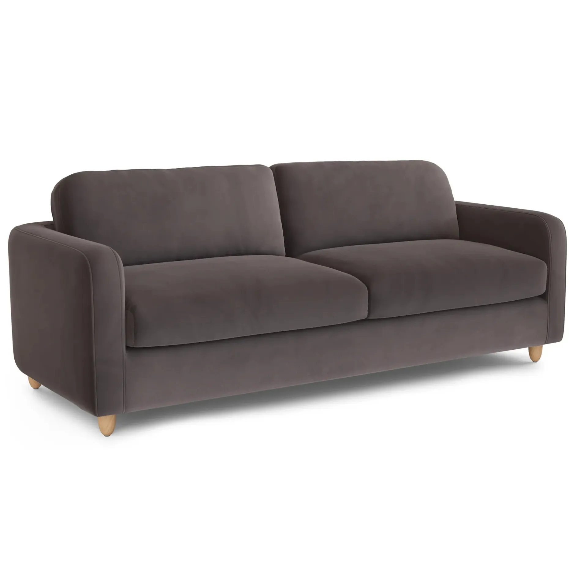 Vati 92" Velvet Sofa - Natural Oak and Hale Warm Gray