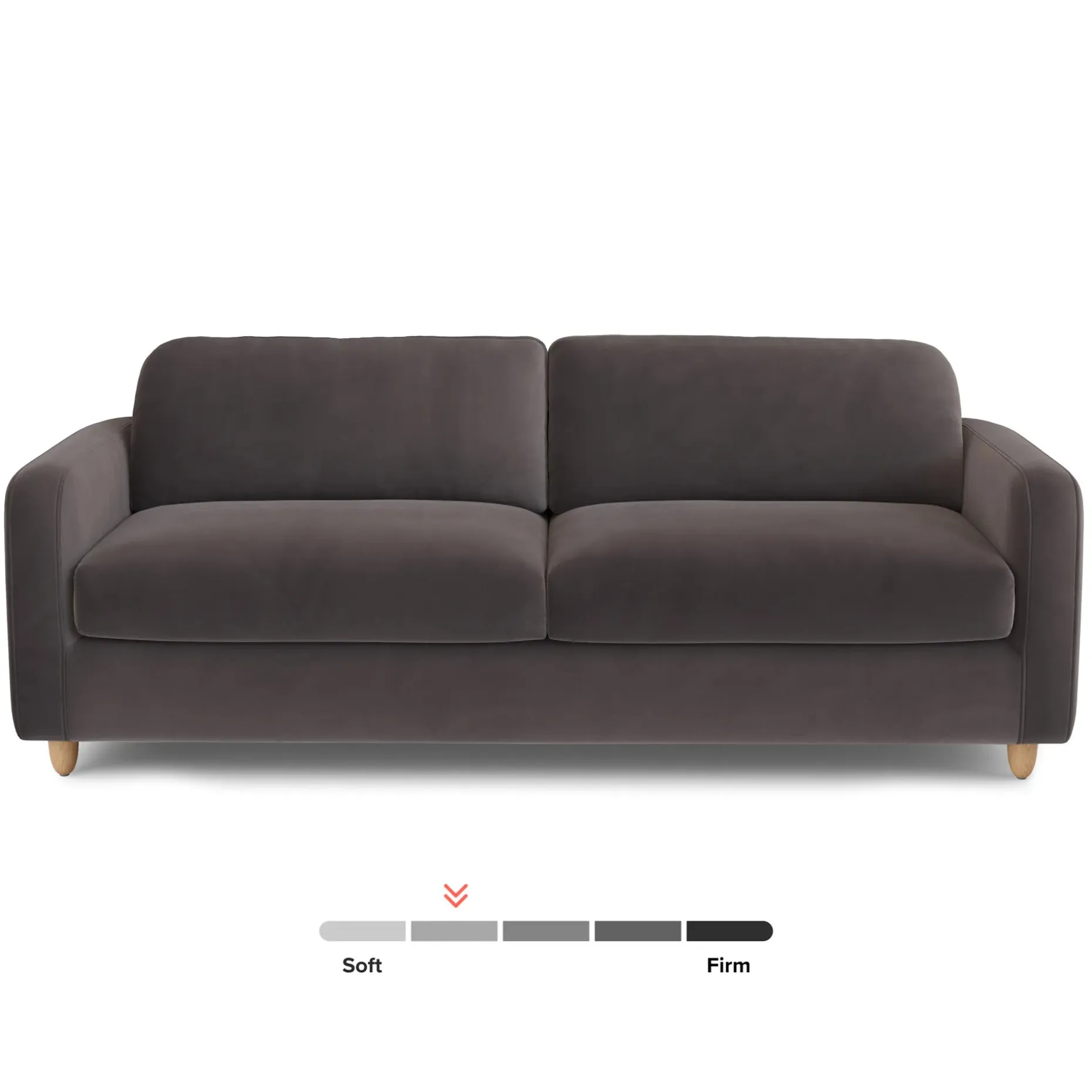 Vati 92" Velvet Sofa - Natural Oak and Hale Warm Gray