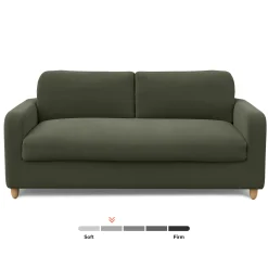 Vati 80" Velvet Storage Sofa - Natural Oak and Hale Fir Green