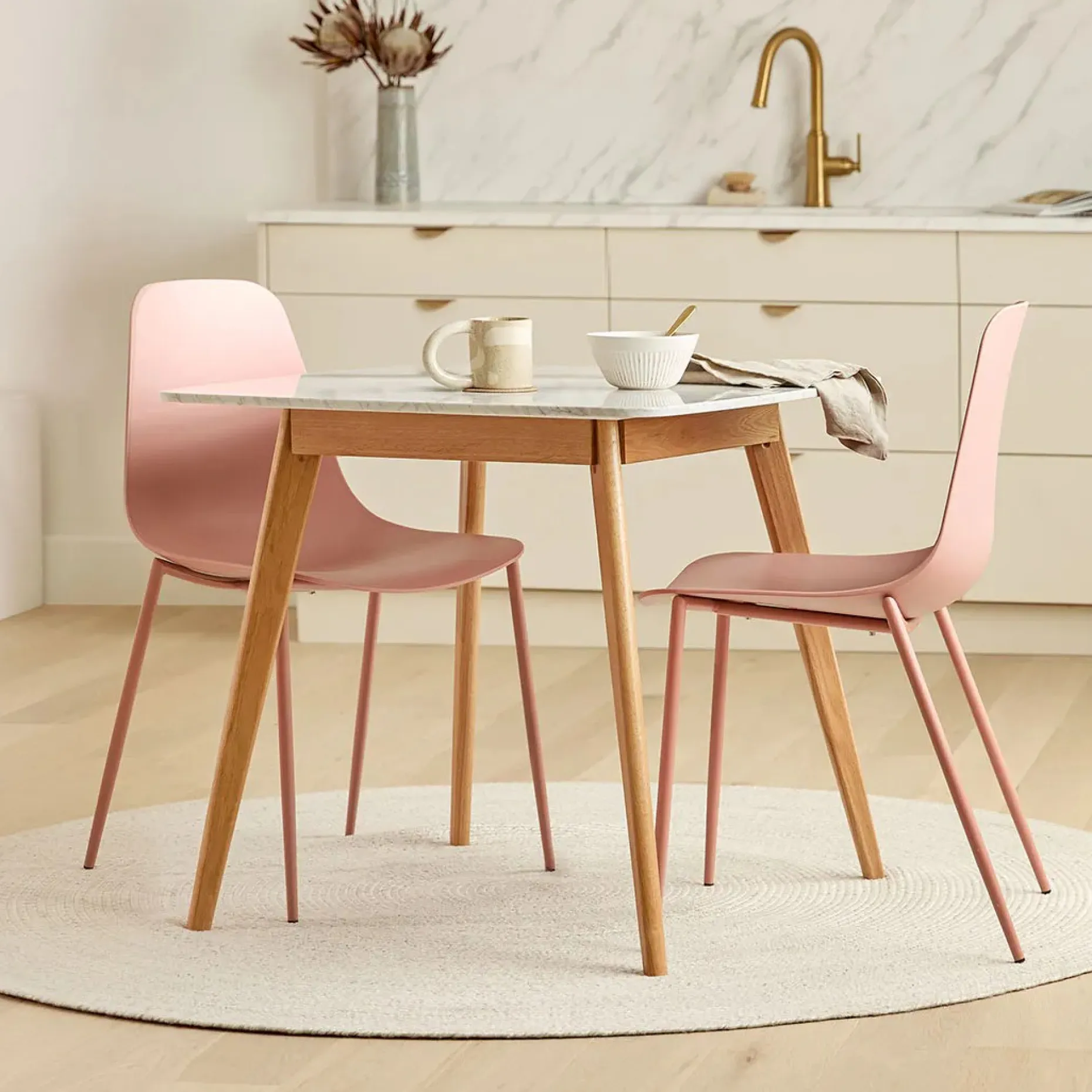 Vena Cafe Table - Oak and Marble