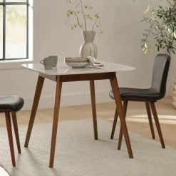 Vena Cafe Table - Walnut and Marble