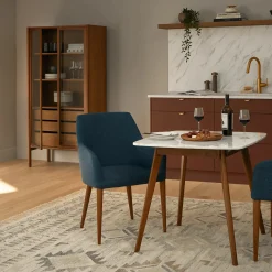 Vena Cafe Table - Walnut and Marble