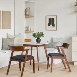 Vena Cafe Table - Walnut and Marble