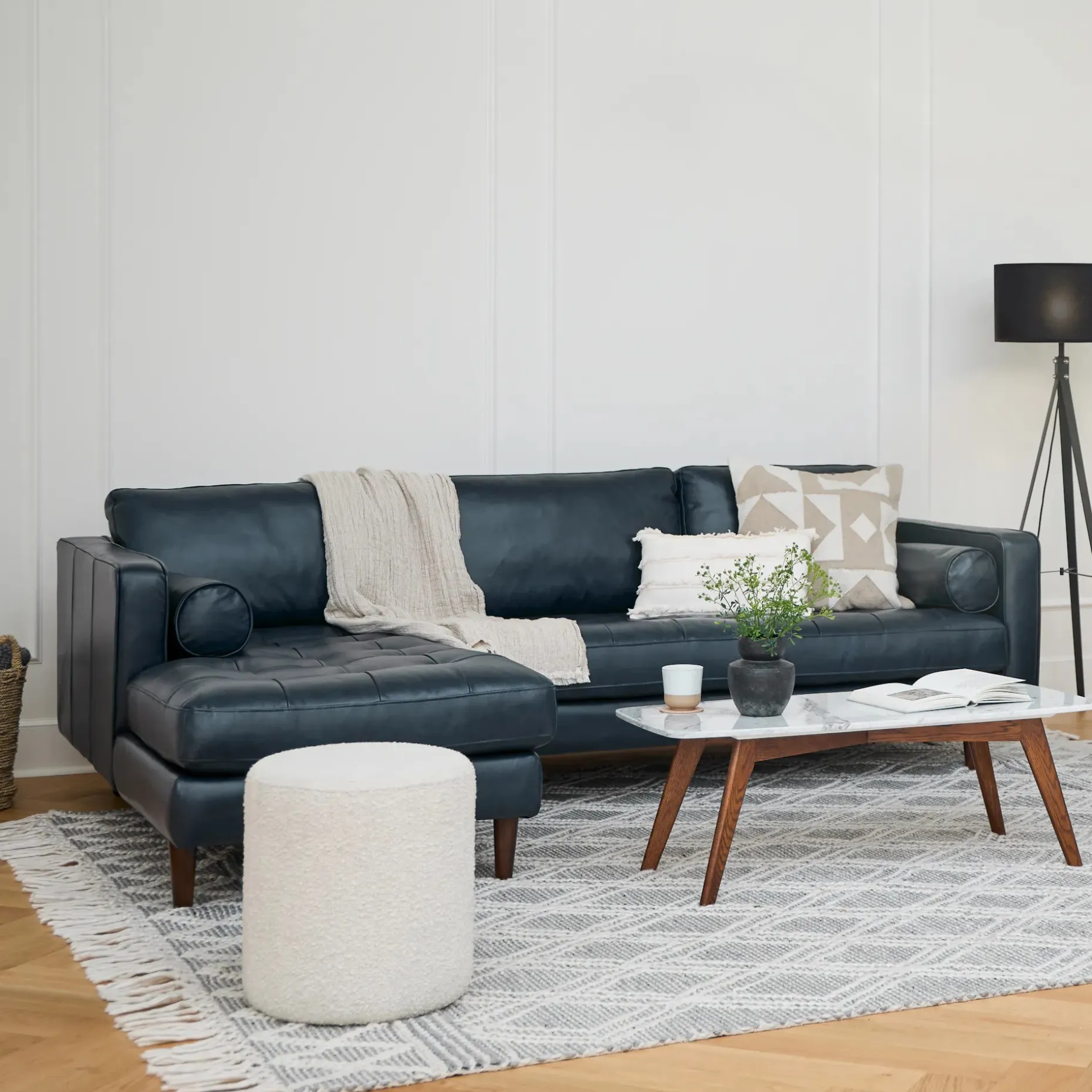 Vena 43.5" Marble Coffee Table - Walnut