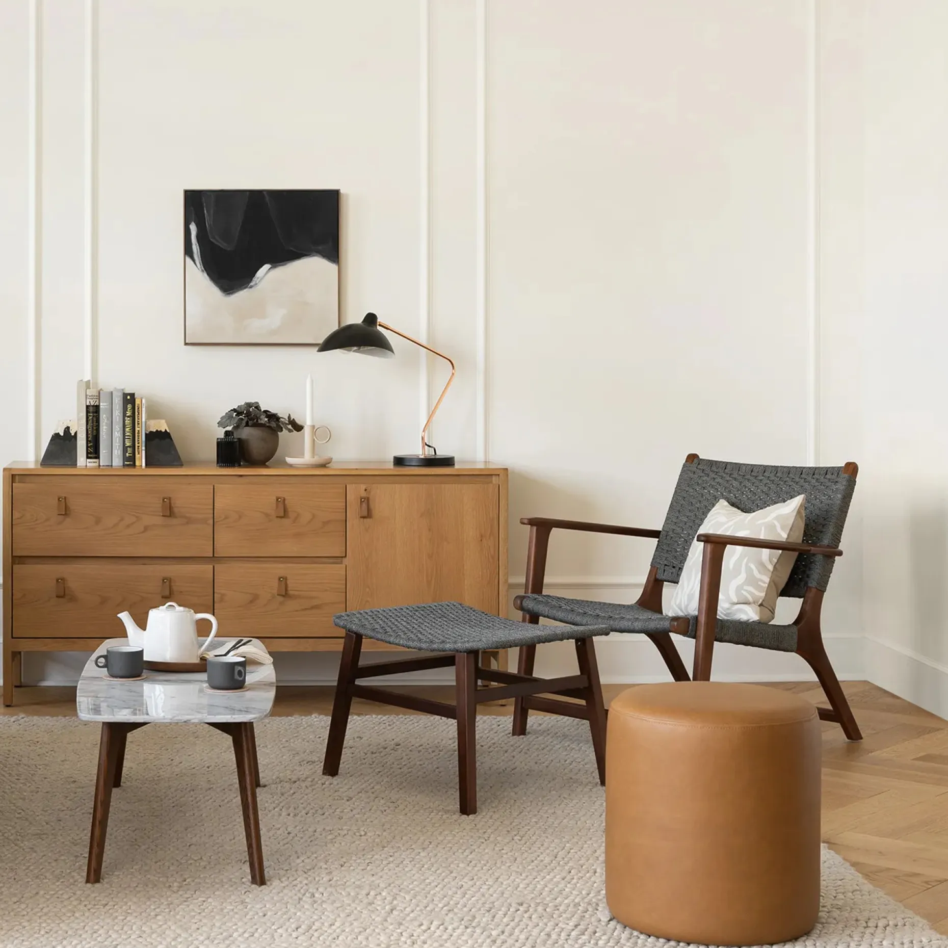 Vena 43.5" Marble Coffee Table - Walnut
