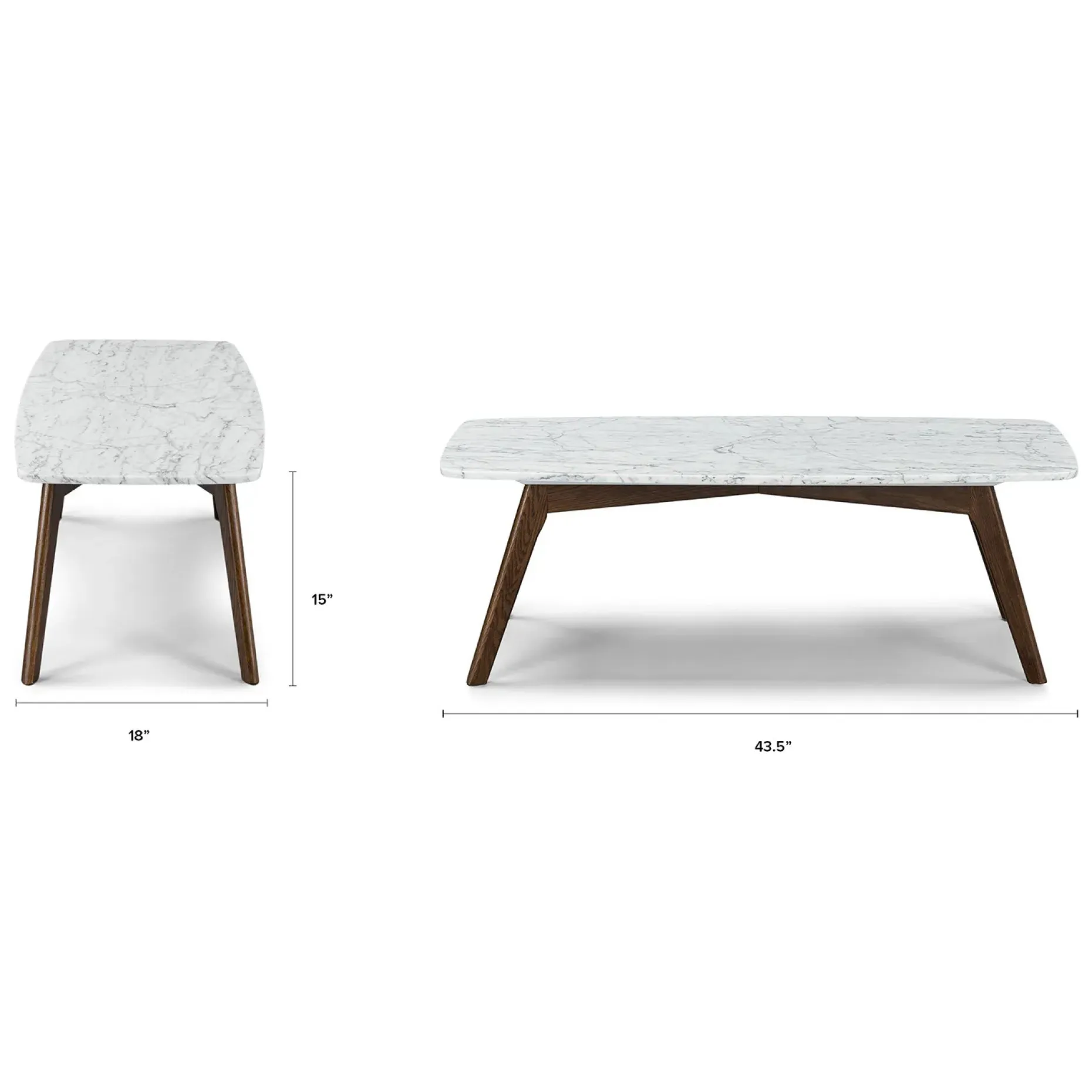 Vena 43.5" Marble Coffee Table - Walnut