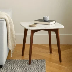 Vena Marble Square Side Table - Walnut