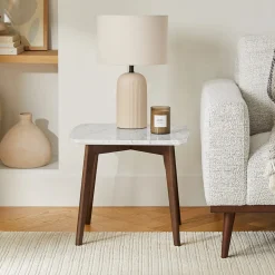Vena Marble Square Side Table - Walnut