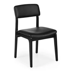 Vila Leather Dining Chair - Black and Black Leather