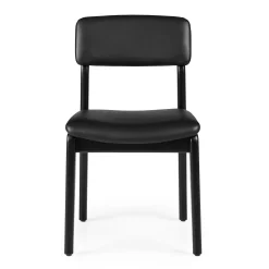 Vila Leather Dining Chair - Black and Black Leather