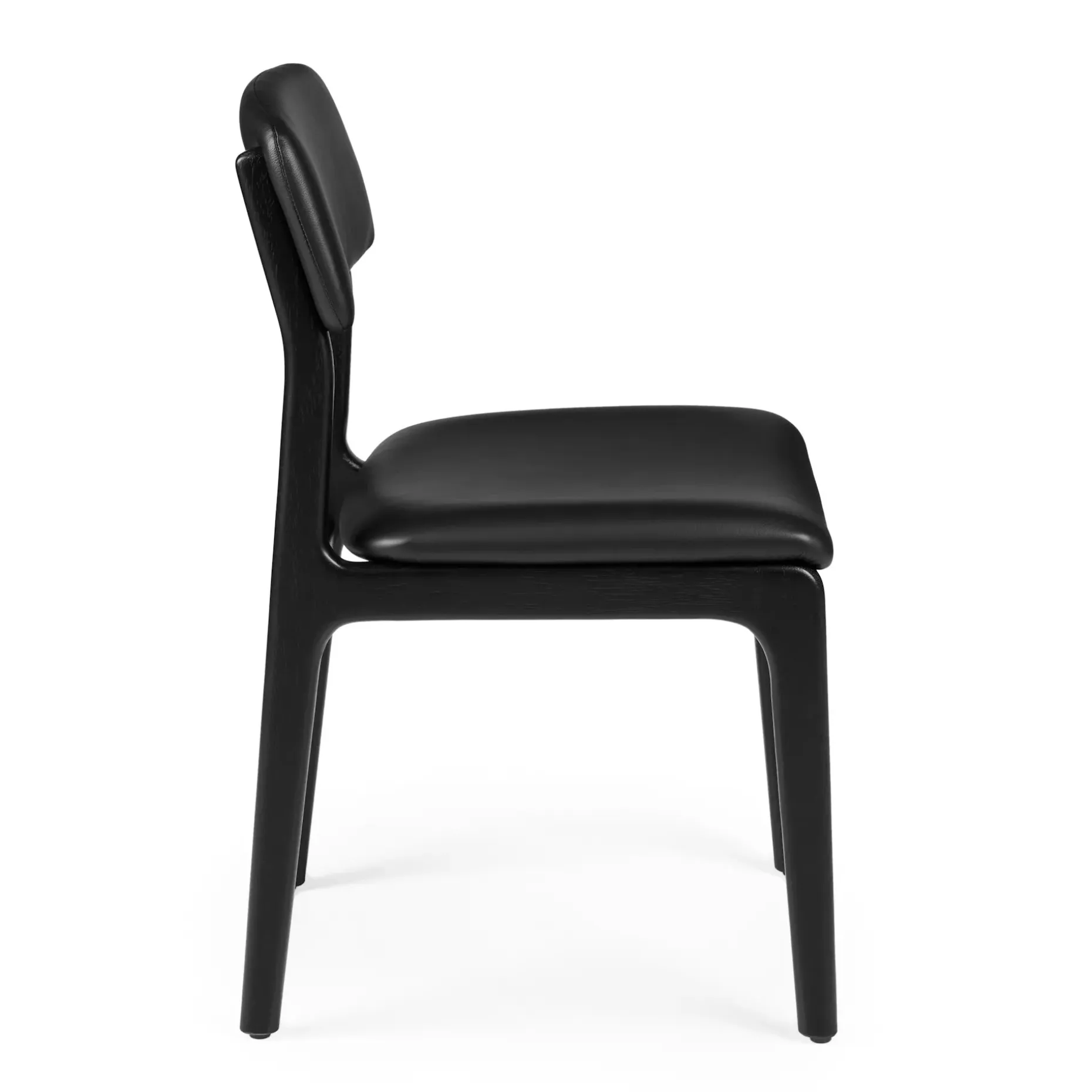 Vila Leather Dining Chair - Black and Black Leather