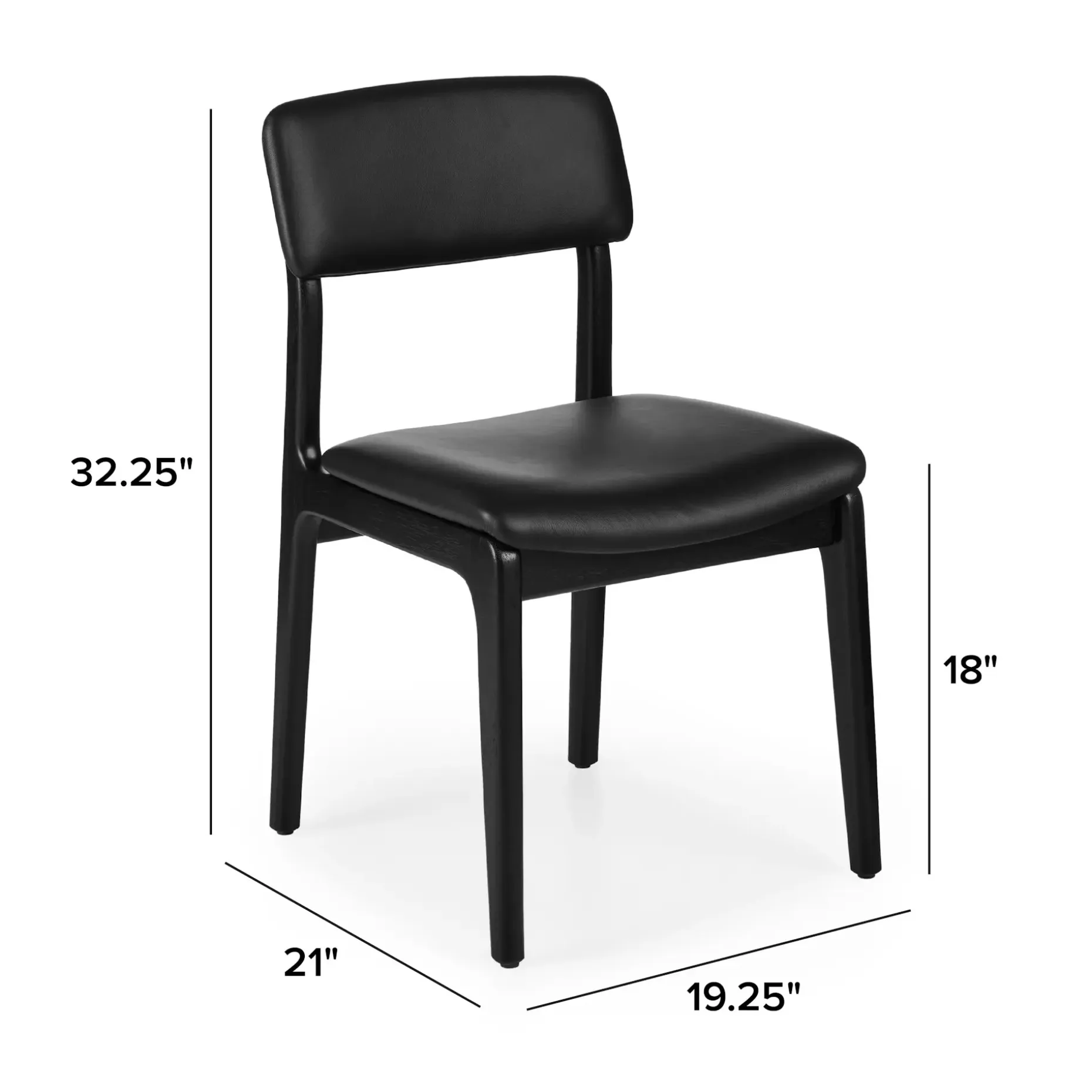 Vila Leather Dining Chair - Black and Black Leather