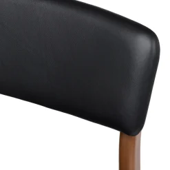 Vila Leather Dining Chair - Walnut and Black Leather