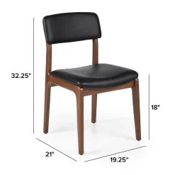 Vila Leather Dining Chair - Walnut and Black Leather