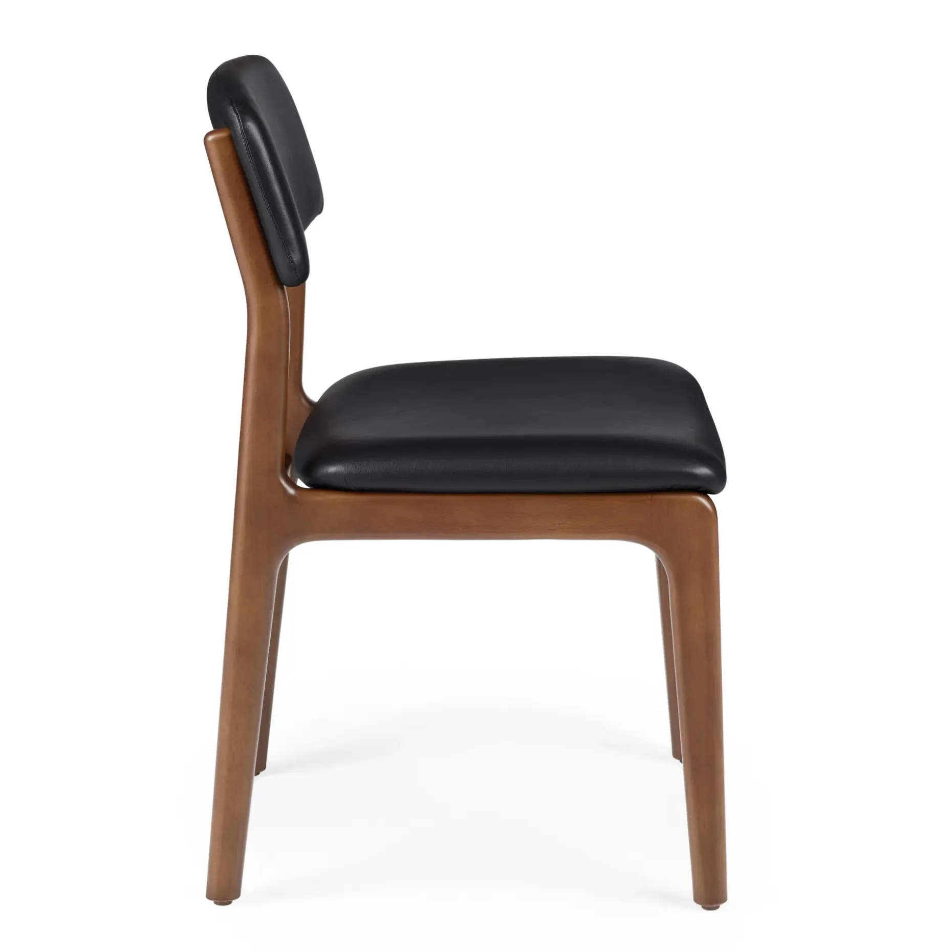 Vila Leather Dining Chair - Walnut and Black Leather