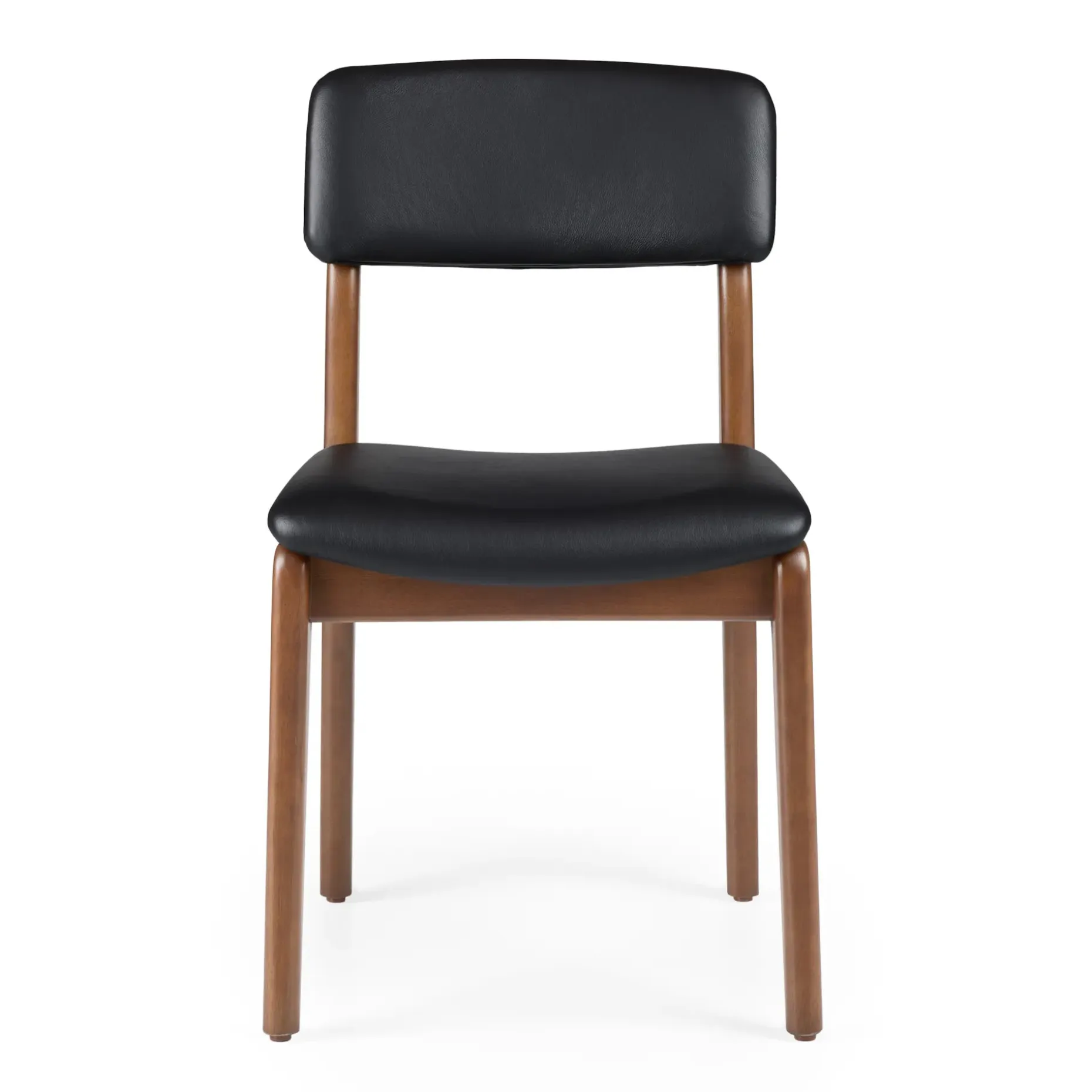 Vila Leather Dining Chair - Walnut and Black Leather