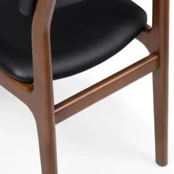 Vila Leather Dining Chair - Walnut and Black Leather