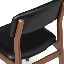 Vila Leather Dining Chair - Walnut and Black Leather