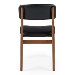 Vila Leather Dining Chair - Walnut and Black Leather