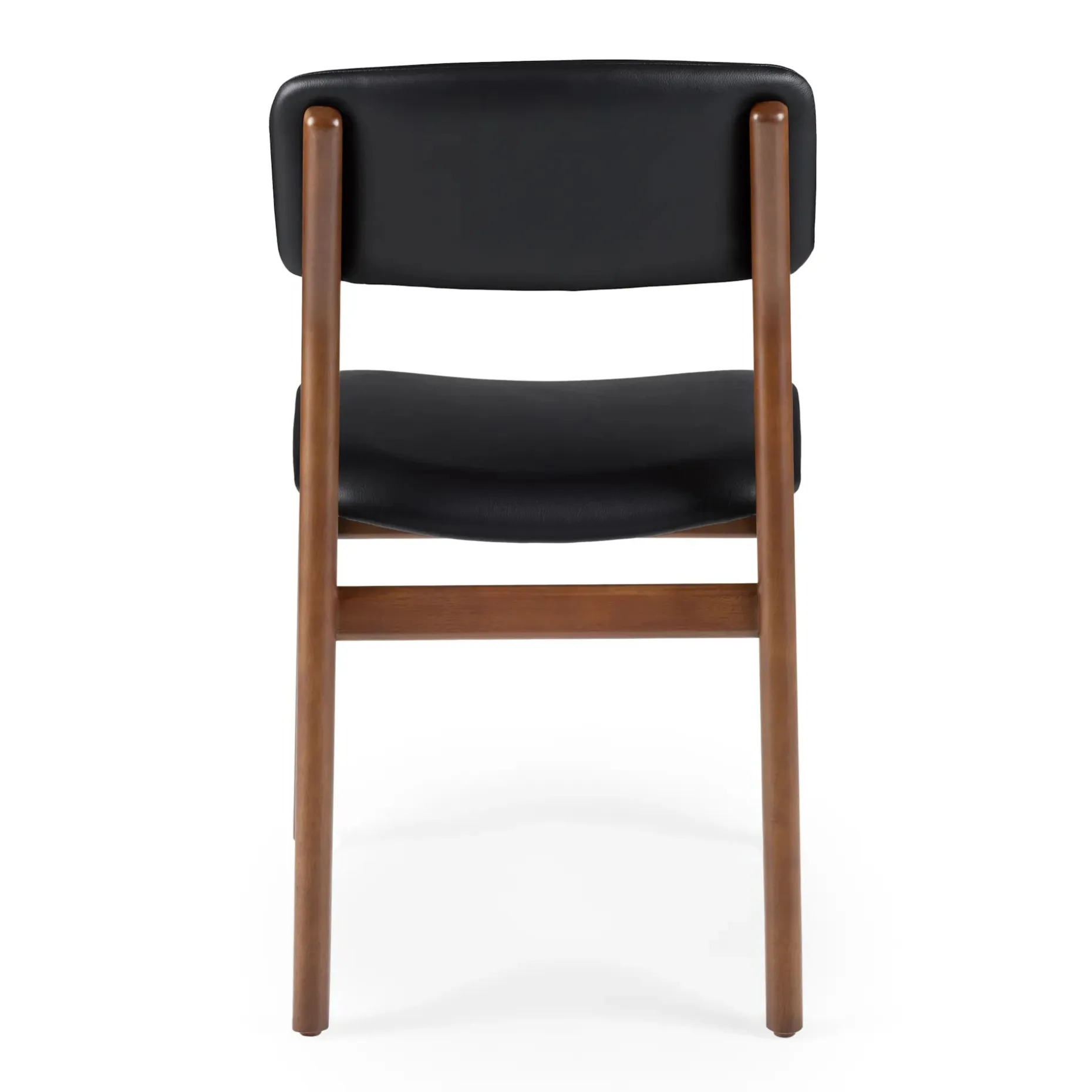 Vila Leather Dining Chair - Walnut and Black Leather